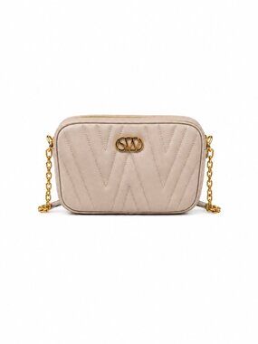 Stuart Weitzman Latte Quilted Leather Shoulder Bag Gold Hardware,$425